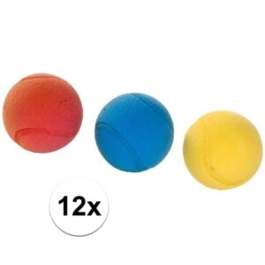 12x Foam/soft ballen gekleurd 7 cm -