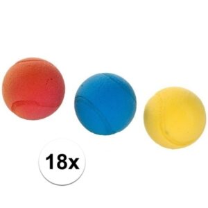 18x Foam/soft ballen gekleurd 7 cm -
