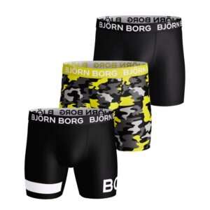 Björn Borg Bootcamp Performance boxershorts 3-pack heren zwart/geel/camo -