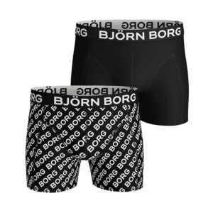 Björn Borg Logo boxershorts 2-pack heren zwart/wit -